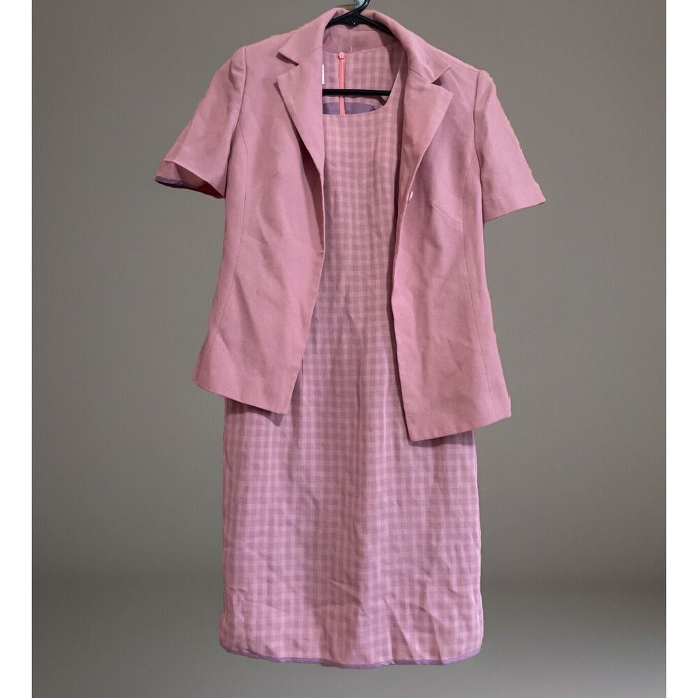 Gaomei Dress‎ + Jacket Handmade Pink/purple Europe Size 36 Plaid Pattern